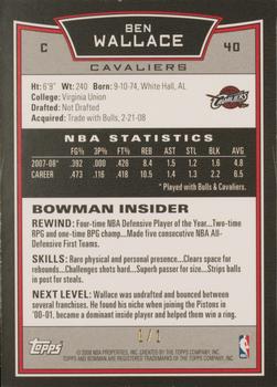 2008-09 Bowman - Red #40 Ben Wallace Back