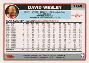 2006-07 Topps #184 David Wesley Back
