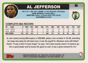 2006-07 Topps #9 Al Jefferson Back