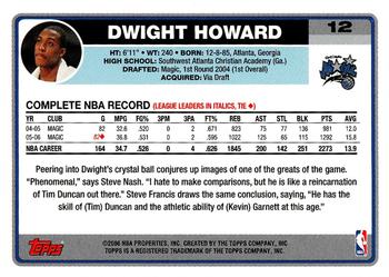 2006-07 Topps #12 Dwight Howard Back