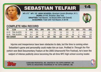2006-07 Topps #14 Sebastian Telfair Back