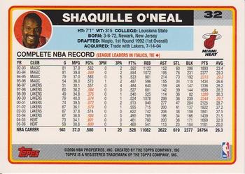 2006-07 Topps #32 Shaquille O'Neal Back