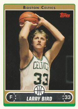 2006-07 Topps #33A Larry Bird Green jersey jumper with crowd in background 
