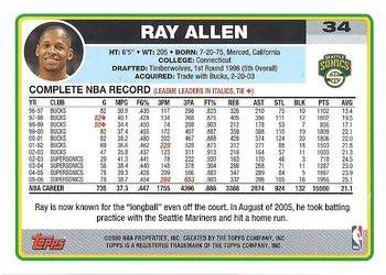 2006-07 Topps #34 Ray Allen Back