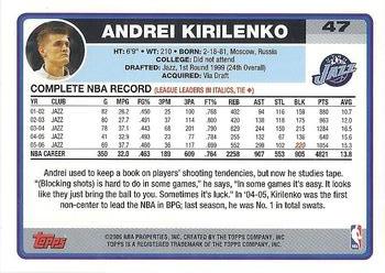2006-07 Topps #47 Andrei Kirilenko Back