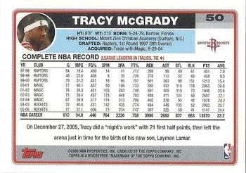 2006-07 Topps #50 Tracy McGrady Back