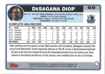 2006-07 Topps #69 DeSagana Diop Back