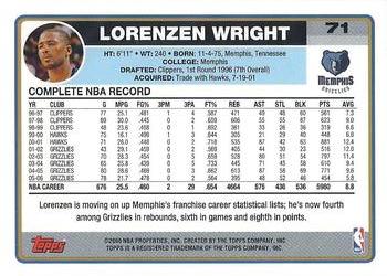 2006-07 Topps #71 Lorenzen Wright Back