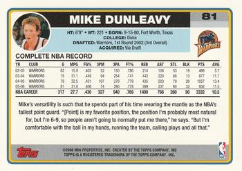 2006-07 Topps #81 Mike Dunleavy Back