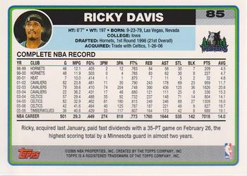 2006-07 Topps #85 Ricky Davis Back