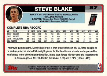2006-07 Topps #87 Steve Blake Back
