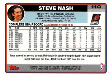 2006-07 Topps #110 Steve Nash Back