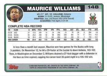 2006-07 Topps #148 Maurice Williams Back