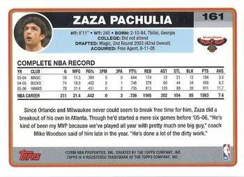 2006-07 Topps #161 Zaza Pachulia Back