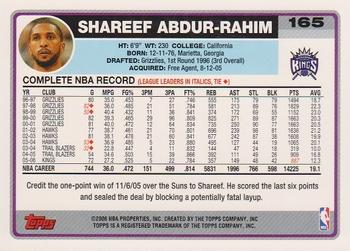 2006-07 Topps #165 Shareef Abdur-Rahim Back