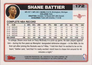 2006-07 Topps #172 Shane Battier Back