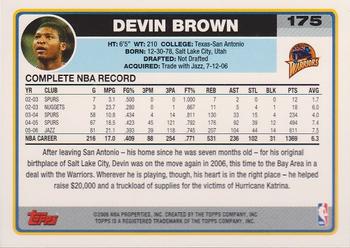 2006-07 Topps #175 Devin Brown Back