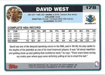 2006-07 Topps #178 David West Back