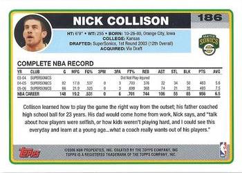 2006-07 Topps #186 Nick Collison Back
