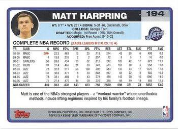 2006-07 Topps #194 Matt Harpring Back