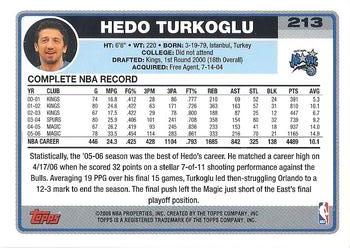 2006-07 Topps #213 Hedo Turkoglu Back