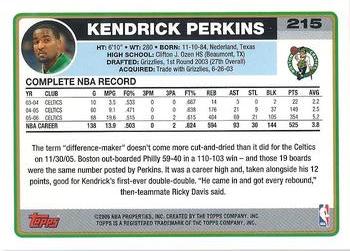 2006-07 Topps #215 Kendrick Perkins Back