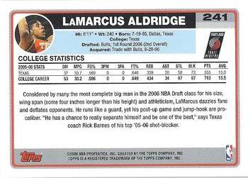 2006-07 Topps #241 LaMarcus Aldridge Back