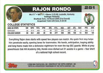 2006-07 Topps #251 Rajon Rondo Back