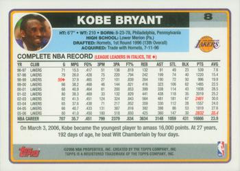 2006-07 Topps #8 Kobe Bryant Back
