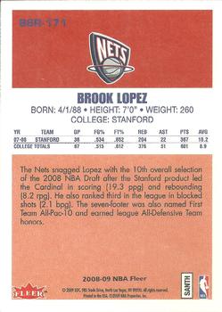 2008-09 Fleer - 1986-87 Rookies #86R-171 Brook Lopez Back