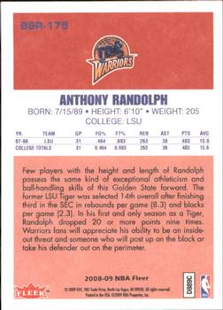 2008-09 Fleer - 1986-87 Rookies #86R-175 Anthony Randolph Back