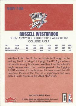 2008-09 Fleer - 1986-87 Rookies #86R-166 Russell Westbrook Back