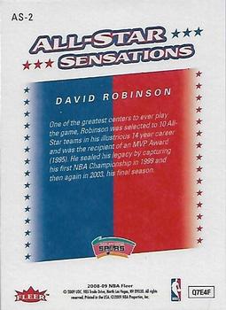 2008-09 Fleer - All-Star Sensations #AS-2 David Robinson Back