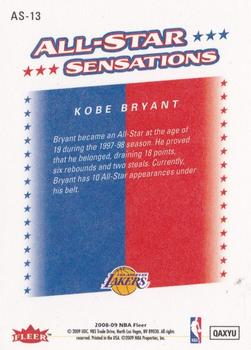 2008-09 Fleer - All-Star Sensations #AS-13 Kobe Bryant Back