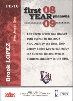 2008-09 Fleer - First Year Phenoms #PH-10 Brook Lopez Back