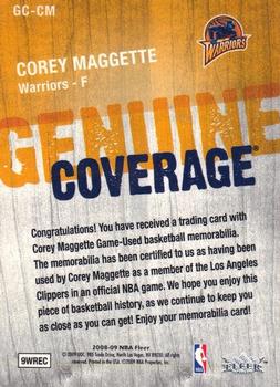 2008-09 Fleer - Genuine Coverage #GC-CM Corey Maggette Back