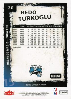 2008-09 Fleer - Glossy #20 Hedo Turkoglu Back