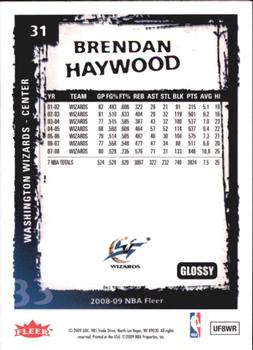 2008-09 Fleer - Glossy #31 Brendan Haywood Back