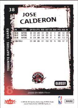 2008-09 Fleer - Glossy #38 Jose Calderon Back