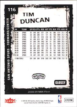 2008-09 Fleer - Glossy #116 Tim Duncan Back