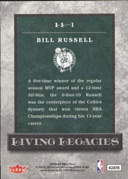 2008-09 Fleer - Living Legacies #LL-1 Bill Russell Back