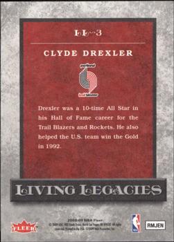 2008-09 Fleer - Living Legacies #LL-3 Clyde Drexler Back