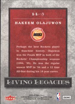 2008-09 Fleer - Living Legacies #LL-5 Hakeem Olajuwon Back