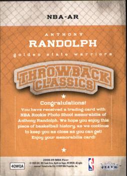 2008-09 Fleer - NBA Throwback Classics #NBA-AR Anthony Randolph Back