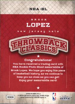 2008-09 Fleer - NBA Throwback Classics #NBA-BL Brook Lopez Back
