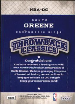 2008-09 Fleer - NBA Throwback Classics #NBA-DG Donte Greene Back