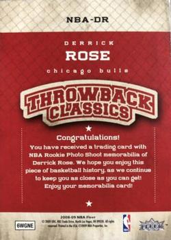 2008-09 Fleer - NBA Throwback Classics #NBA-DR Derrick Rose Back