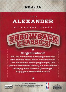 2008-09 Fleer - NBA Throwback Classics #NBA-JA Joe Alexander Back
