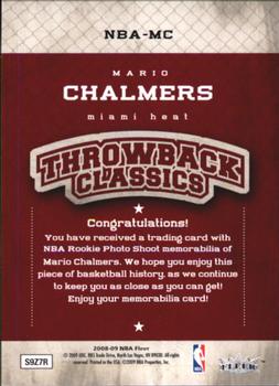 2008-09 Fleer - NBA Throwback Classics #NBA-MC Mario Chalmers Back