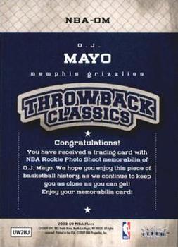 2008-09 Fleer - NBA Throwback Classics #NBA-OM O.J. Mayo Back